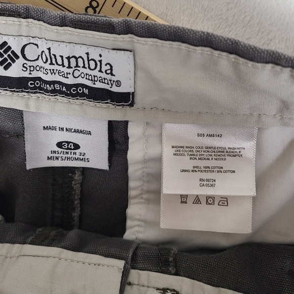 Columbia ROC Utility Hiking Pants Mens 34x32 Outdoor Canvas Cotton AM8142 Gray - Picture 5 of 6
